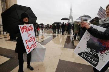 Manifestation pour défendre les droits des femmes et s'opposer au président américain Donald Trump, le 21 janvier 2018 à Paris