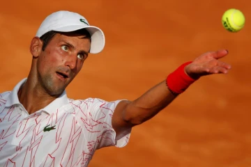 Le Serbe Novak Djokovic face à son compatriote Filip Krajinovic en 8e de finale du tournoi de Rome, le 18 septembre 2020