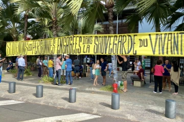 manifestation devant kelonia juin 2022