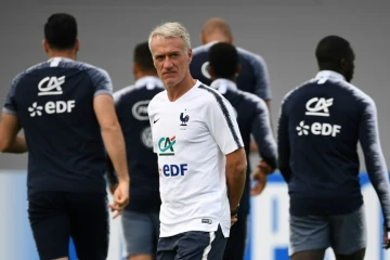 L'entraîneur de la France Didier Deschamps pendant une séance d'entraînement le 22 juin 2018 lors du Mondial en Russie