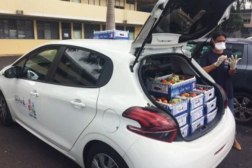 Distribution de paniers fraîcheurs à Saint-Paul