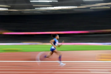 L'Américaine Allyson Felix en demi-finales du 400 m aux Mondiaux, le 7 août 2017 à Londres
