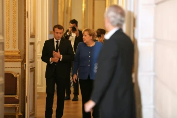 Le président Emmanuel Macron et la chancelière allemande Angela Merkel à l'Elysée, le 13 octobre 2019. 