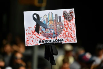 Un dessin en hommage aux victimes de l'attentat de Barcelone, le 18 août 2017 dans la capitale catalane