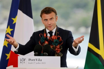 Emmanuel Macron lors de son discours à Port Vila le 27 juillet 2023 
