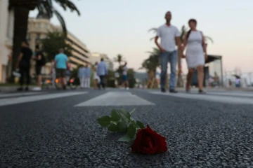 Une rose sur La promenade des Anglais à Nice en hommage aux victimes de l'attentat du soir du 14 juillet 2016