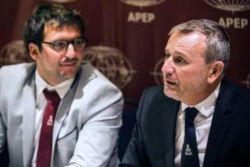 Le directeur du Dakar et président d'Amaury Sport Organisation, Renaud Lavigne, lors d'une conférence de presse présentant le rallye 2018, à Lima, le 8 novembre 2017