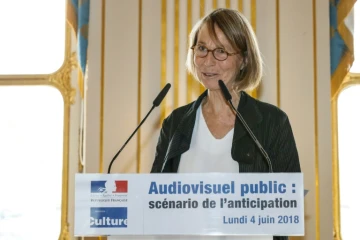La ministre de la Culture Françoise Nyssen lors d'une conférence de presse le 4 juin 2018 à Paris