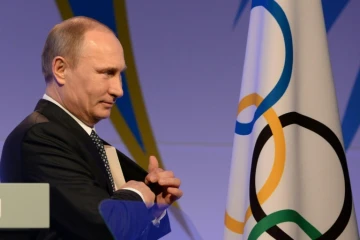 Le président russe Vladimir Poutine lors d'une réception à Sotchi, à la veille de l'ouverture des Jeux olympiques d'hiver de 2014, le 6 février 2014
