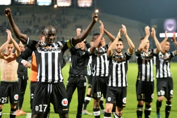 Les joueurs angevins fêtent leur victoire contre Bastia, le 3 octobre 2015 à Angers