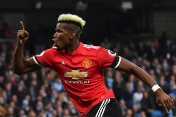 Le milieu de terrain de Manchester United Paul Pogba auteur d'un doublé lor sde la victoire face à Manchester City le 7 avril 2018