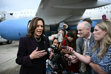 La vice-présidente américaine Kamala Harris, le 25 juillet 2024, sur la base aérienne Andrews, près de Washington