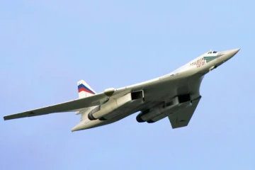 Un bombardier russe Tupolev Tu-160 dans le nord-ouest de la Russie, le 16 août 2005