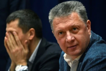 Le président de la Fédération russe d'athlétisme ARAF) Dmitri Shlyakhtine face à la presse à Moscou, le 21 février 2017