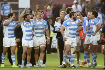 Les joueurs argentins après leur succès face à la Géorgie, le 25 septembre 2015 à Gloucester lors du Mondial