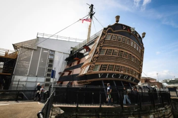 Le navire HMS Victory à Portsmouth, le 21 août 2024