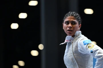 L'escrimeuse française Ysaora Thibus, lors des Mondiaux à Milan, le 26 juillet 2023