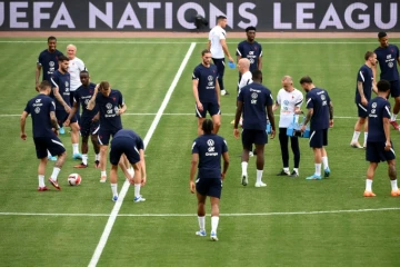 Les Bleus à l'entraînement sur la pelouse du stade Poljud à Split, le 5 juin 2022 à la veille du match contre la Croatie