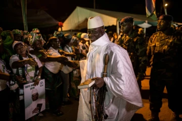 Le président Yahya Jammeh le 24 novembre 2016 à Brikama en Gambie