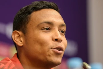 L'attaquant colombien Luis Muriel en conférence de presse, le 17 juin 2018 à Kazan