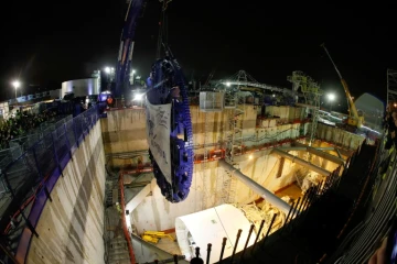 Un site de construction  du "Grand Paris Express", à Champigny-sur-Marne, dans le Val-de-Marne, le 3 février 2018