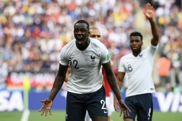 Le défenseur français Benjamin Mendy contre le Danemark, le 26 juin 2018 à Moscou