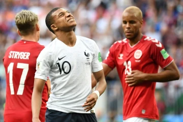 Kylian Mbappe lors du match France-Danemark au Mondial, le 26 juin 2018 au stade Loujniki à Moscou