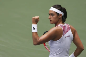 La Française Caroline Garcia lors de son 8e de finale victorieux à l'US Open face à l'Américaine Alison Riske, le 4 septebmre 2022 à New York 