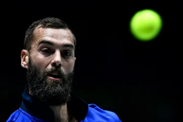 Benoît Paire lors du match de Coupe Davis face au Serbe Novak Djokovic, à Madrid, le 21 novembre 2019 