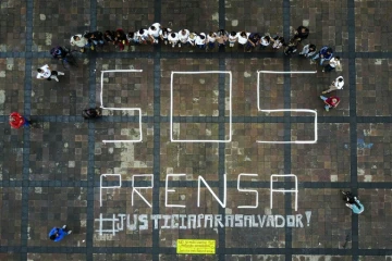 Des journalistes protestent contre la mort d'un de leurs collègues, le 28 juin 2017 à Morelia, au Mexique