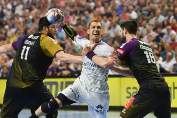 L'ailier de Montpellier Michaël Guigou face à Nantes en finale de la Ligue des champions, le 27 mai 2018 à Cologne
