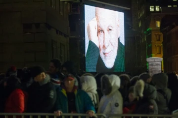 Devant la basilique de Montréal, le 22 janvier 2016