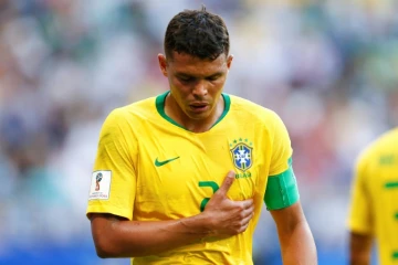 Le défenseur brésilien Thiago Silva face au Mexique en 8e de finale du Mondial, le 2 juillet 2018 à Samara