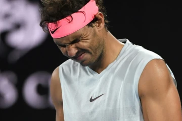 L'Espagnol Rafael Nadal face au Croate Marin Cilic en quarts de finale de l'Open d'Australie, le 23 janvier 2018 à Melbourne 