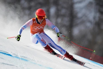 L'Américaine Michael Schiffrin lors d'un entraînement de descente, aux JO de Pyeongchang, le 19 février 2018