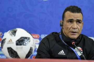 Le gardien de l'Egypte Essam El Hadary en conférence de presse à Volgograd le 24 juin lors du Mondial 2018 en Russie