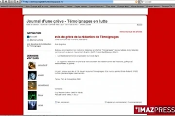 Page d'accueil du blog des journalistes en grève de Témoignages