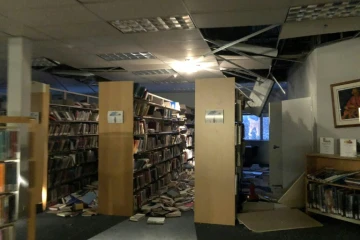 Des dégâts dans la bibliothèque d'une université, le 30 novembre 2018à Anchorage après un séisme d'une magnitude évaluée à 7.0 en Alaska