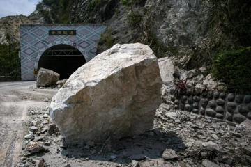 Le tunnel de Chongte après un tremblement de terre à Hualien, le 4 avril 2024
