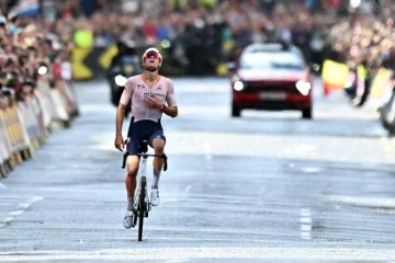 Le Néerlandais Mathieu van der Poel, sacré champion du monde, le 6 août 2023 à Glasgow