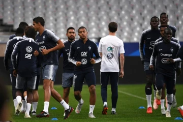 Les joueurs de l'équipe de France à l'entraînement, le 15 octobre 2018 au Stade de France