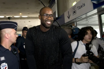 Teddy Riner à son arrivée à l'aéroport Charles de Gaulle Airport le 31 août 2015 à  Roissy-en-France