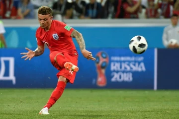 Le défenseur anglais Kieran Trippier au cours du match face à la Tunisie, le 18 juin 2018 à Volgograd, lors du Mondial 2018 en Russie 