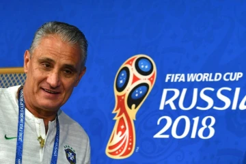 Le sélectionneur du Brésil Tite en conférence de presse à Moscou le 26 juin 2018 lors du Mondial