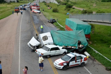 La scène de l'accident mortel survenu lors du remorquage d'une voiture du Dakar, le 12 janvier 2016 dans la province de Cordoba