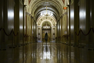 Un couloir quasi désert du Capitole le 21 janvier 