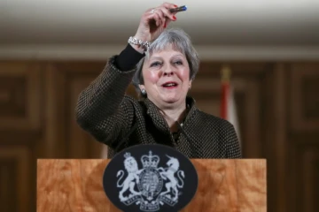 La Première ministre britannique Theresa May lors d'une conférence de presse à Londres, le 14 avril 2018 
