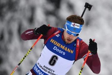 Le biathlète russe Anton Shipulin lors de la poursuite au Grand-Bornard, le 16 décembre 2017