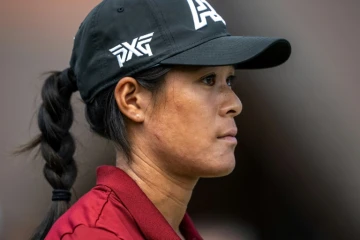 La Française Céline Boutier lors du dernier tour du tounoi d'Evian, comptant pour le Grand Chelem de golf, le 30 juillet 2023   