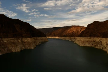 Le lac Mead depuis le barrage Hoover Dam, le 19 juillet 2021